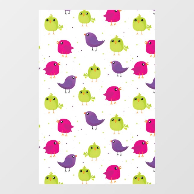 Autocollant Pour Fenêtre Beaux oiseaux colorés (Feuille)