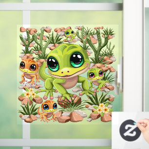 Autocollant Pour Fenêtre Bébé Geckos jote personnages de dessin