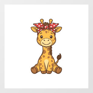 Autocollant Pour Fenêtre Bébé girafe mignon avec noeud papillon design vect