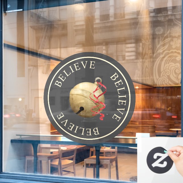 Autocollant Pour Fenêtre Belle CROIRE avec Jingle Bell Noël (Fenêtre de café)