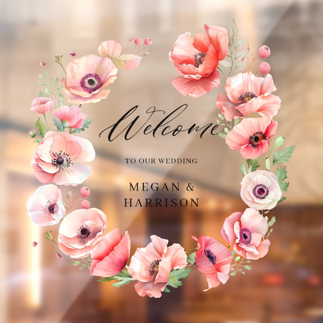 Autocollant Pour Fenêtre Belle fleur rose et rouge pavot (Feuille 2)