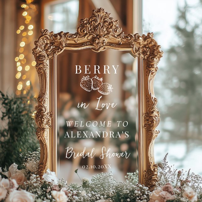 Autocollant Pour Fenêtre Berry In Love Elegant Selfie Mirror Welcome Sign (Créateur téléchargé)