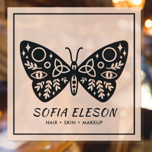 Autocollant Pour Fenêtre Beurre noir féminin & salon de beauté rose pâle