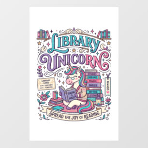 Autocollant Pour Fenêtre Bibliothèque de licorne Licorne Coloré POD Artwork