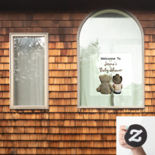 Autocollant Pour Fenêtre Bienvenue à Baby shower Lil' Cowboy et Teddy Bear 