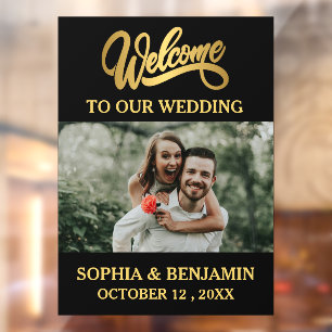 Autocollant Pour Fenêtre Bienvenue à notre mariage photo personnalisée