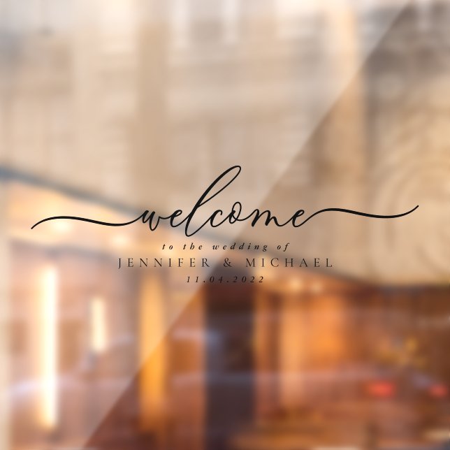 Autocollant Pour Fenêtre Bienvenue au script de mariage (Feuille 2)