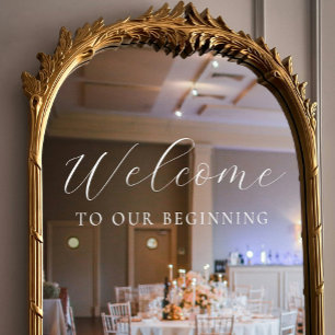 Autocollant Pour Fenêtre Bienvenue dans notre premier Mariage de script élé