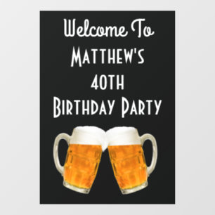 Autocollant Pour Fenêtre Bière fête d'anniversaire Affiche de bienvenue