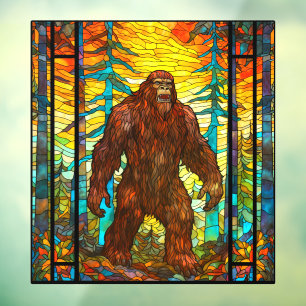 Autocollant Pour Fenêtre Bigfoot En Colère Au Coucher Du Soleil Faux Vitrai