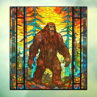 Autocollant Pour Fenêtre Bigfoot En Colère Au Coucher Du Soleil Faux Vitrai