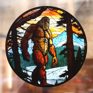 Autocollant Pour Fenêtre Bigfoot Prowes Forêt de montagne Faux Verre tendu