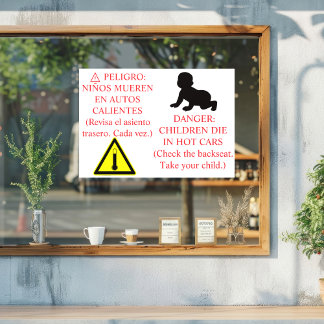 Autocollant Pour Fenêtre Bilingual Car Safety Sticker Warning