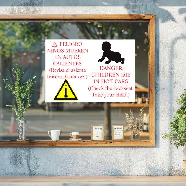 Autocollant Pour Fenêtre Bilingual Car Safety Sticker Warning  (Créateur téléchargé)