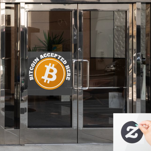 Autocollant Pour Fenêtre Bitcoin accepté ici - crypto-monnaie numérique (Porte de bureau)