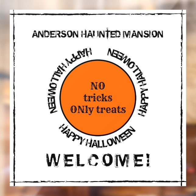 Autocollant Pour Fenêtre Black Blanc Orange Éffrayant Moderne Joyeux Hallow (Feuille 2)