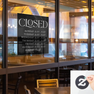 Autocollant Pour Fenêtre Black Elegant Serif Fermé Signal Heures de la Bout