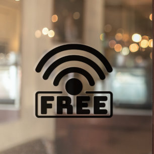 Autocollant Pour Fenêtre Black Free WIFI Espace de travail Clair fenêtre