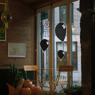 Autocollant Pour Fenêtre Black Happy Balloons Trois Tailles Clair de fenêtr