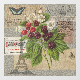 Autocollant Pour Fenêtre Blackberries Floral Garden Flower Papillon Art