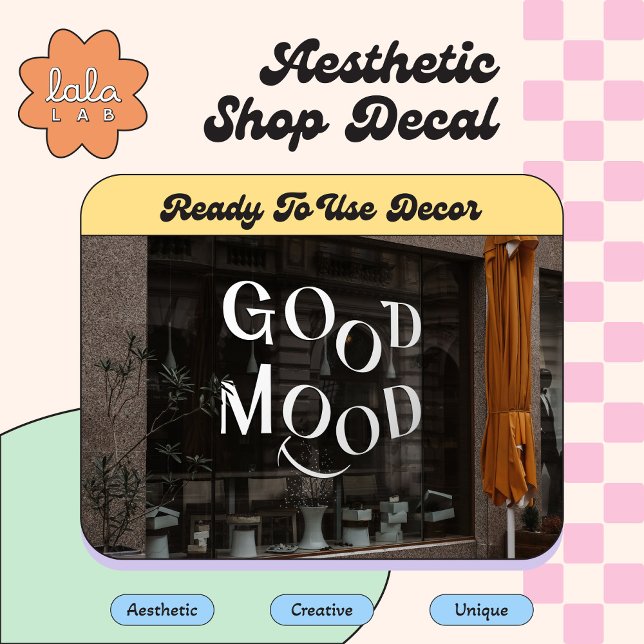 Autocollant Pour Fenêtre Blanc Bonne humeur Élégante Typographie Fenêtre Cl (Créateur téléchargé)