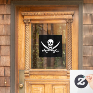 Autocollant Pour Fenêtre Blanc, Drapeau de pirate Calico Jack, Crâne et sab