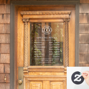 Autocollant Pour Fenêtre Blanc minimaliste moderne   Heures d'ouverture de 
