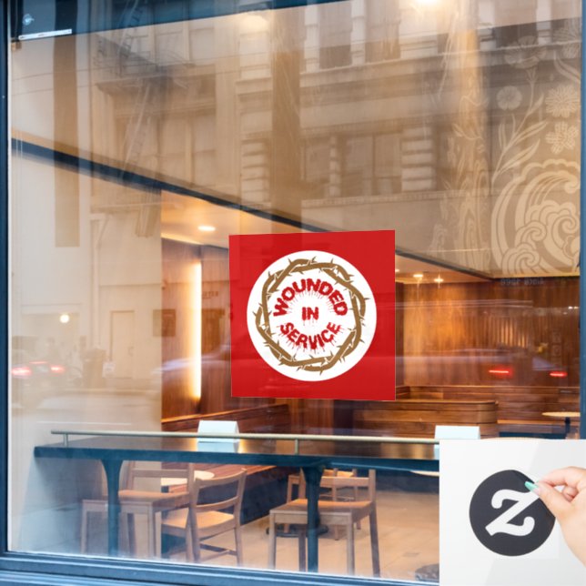 AUTOCOLLANT POUR FENÊTRE BLESSÉ EN SERVICE (Fenêtre de café)