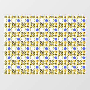 Autocollant Pour Fenêtre Bleu Jaune Illustration Formes fantaisistes