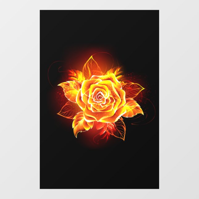 Autocollant Pour Fenêtre Blooming Fire Rose (Feuille)