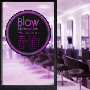 Autocollant Pour Fenêtre Blow Blowout Bar Neon Rose Business Boutique Heure