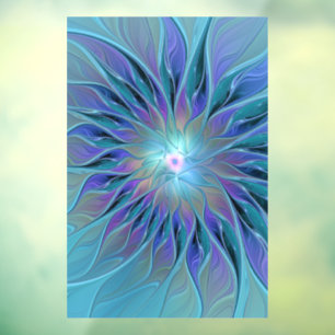 Autocollant Pour Fenêtre Blue Purple Flower Dream Abstrait Fractal Art