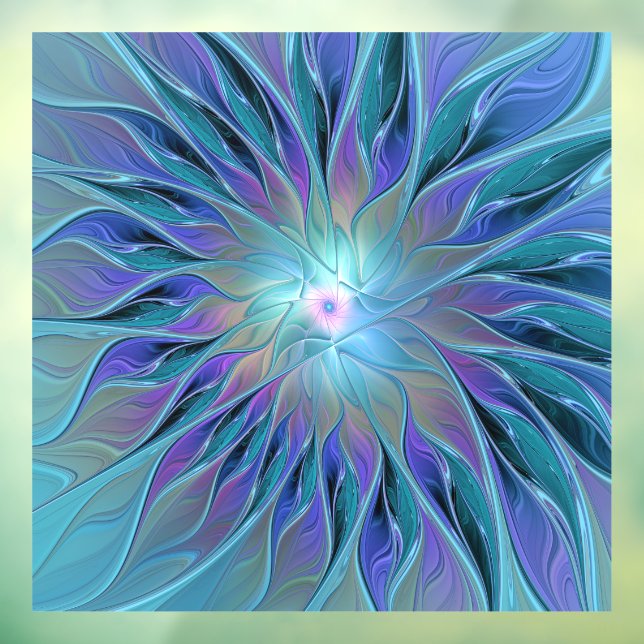 Autocollant Pour Fenêtre Blue Purple Flower Dream Abstrait Fractal Art (Feuille 3)