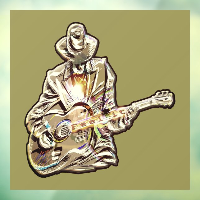 Autocollant Pour Fenêtre Blues Musician - Ressentez la musique (Feuille 3)