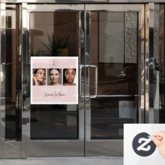 Autocollant Pour Fenêtre Blush Pink Hair, Makeup & Beauty Studio Branding