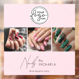 Autocollant Pour Fenêtre Blush Pink Logo Script Photo Studio d'ongles