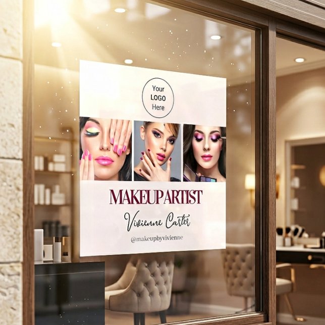 Autocollant Pour Fenêtre Blush Pink Script Logo Photo Makeup Studio (Blush Pink Script Logo Photo Makeup Studio Window Cling)