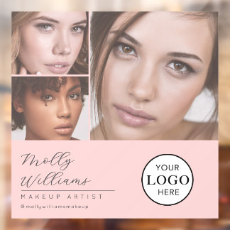 Autocollant Pour Fenêtre Blush Pink Script Logo Photo Makeup Studio Window