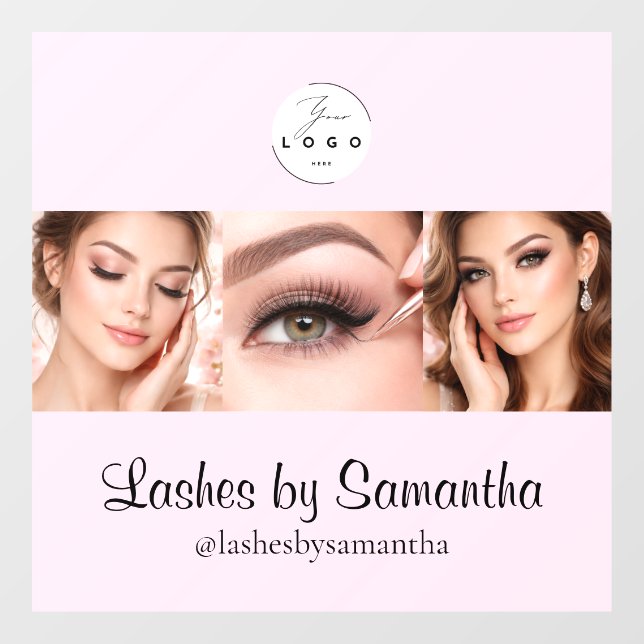 Autocollant Pour Fenêtre Blush Pink Script Logo Photo Makeup Studio Window (Feuille)