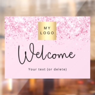 Autocollant Pour Fenêtre Blush rose paillettes scintillent logo entreprise 