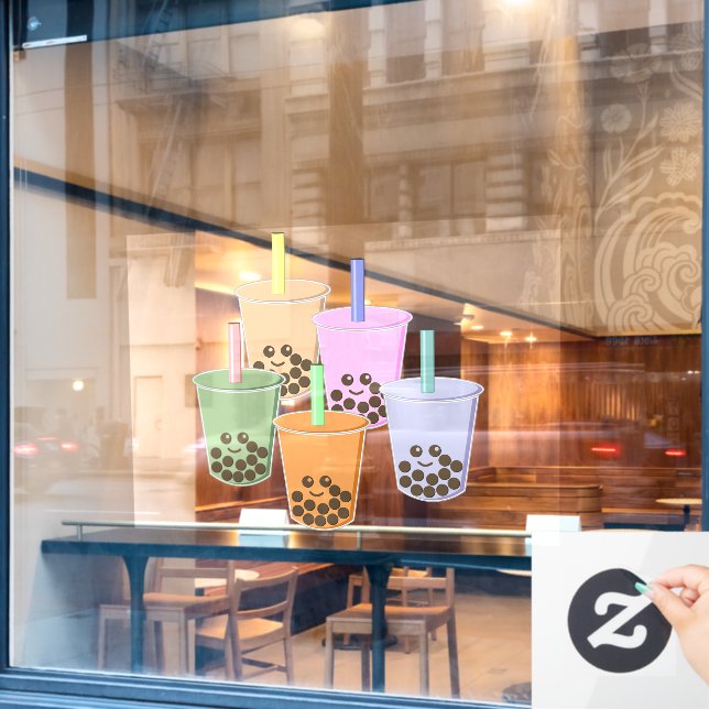 Autocollant Pour Fenêtre Boba sur la Parade (Fenêtre de café)