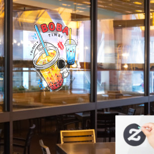 Autocollant Pour Fenêtre Boba Time Bubble Thé Boissons Business