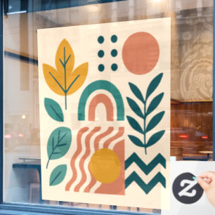 Autocollant Pour Fenêtre Boho moderne Abstrait Nature Wall Art