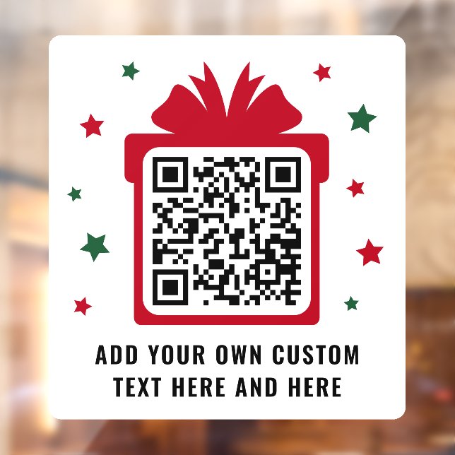 Autocollant Pour Fenêtre Boîte cadeau de Noël avec étoiles code QR rouge bl (Feuille 2)