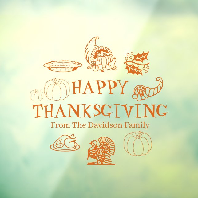 Autocollant Pour Fenêtre Bon thanksgiving orange (Feuille 3)