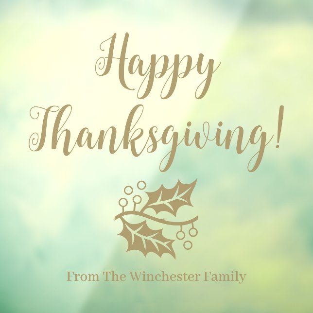 Autocollant Pour Fenêtre Bon thanksgiving personnalisé feuille d'or (Feuille 3)