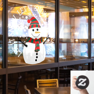 Autocollant Pour Fenêtre Bonhomme de neige de Noël d'hiver Laissez neige Bo
