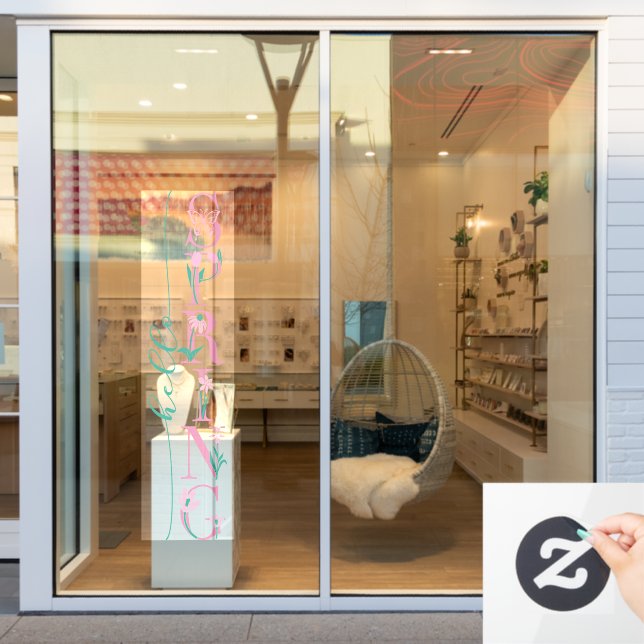 Autocollant Pour Fenêtre Bonjour décoration d'entreprise saison printemps (Vitrine du magasin)