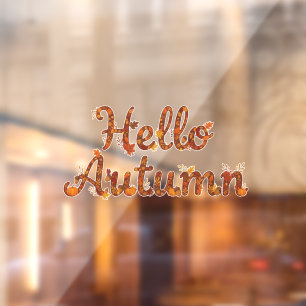 Autocollant Pour Fenêtre Bonjour Feuilles de l'automne rustique