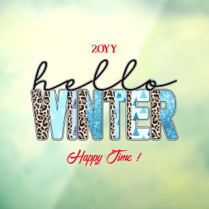 Autocollant Pour Fenêtre Bonjour Personnaliser d'hiver